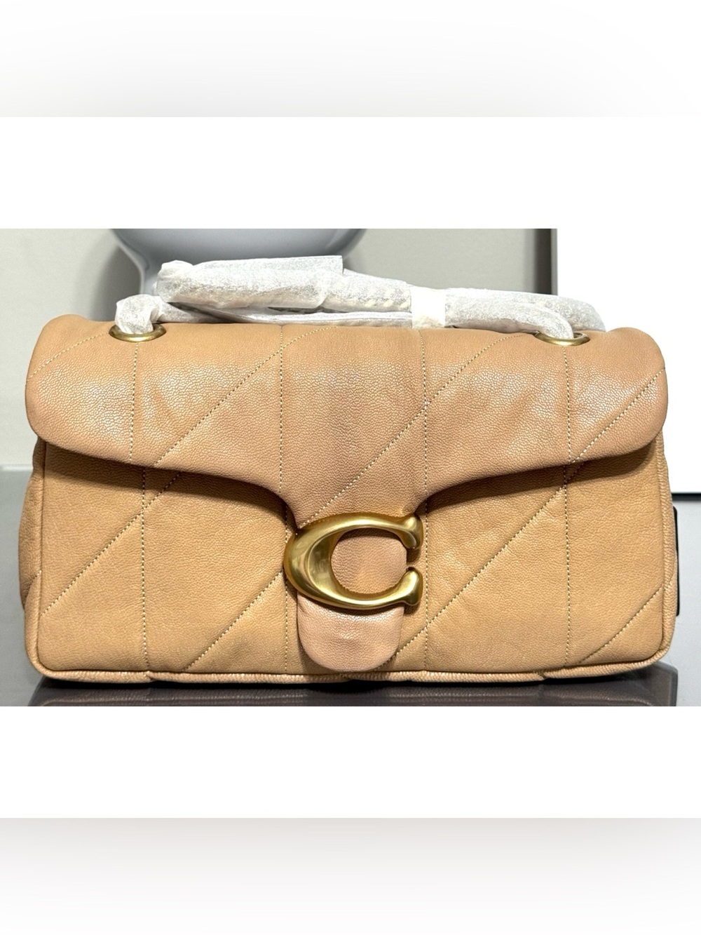 COACH Tabby Shoulder Bag 26 With Quilting, BISCUIT - Picture 1 of 10